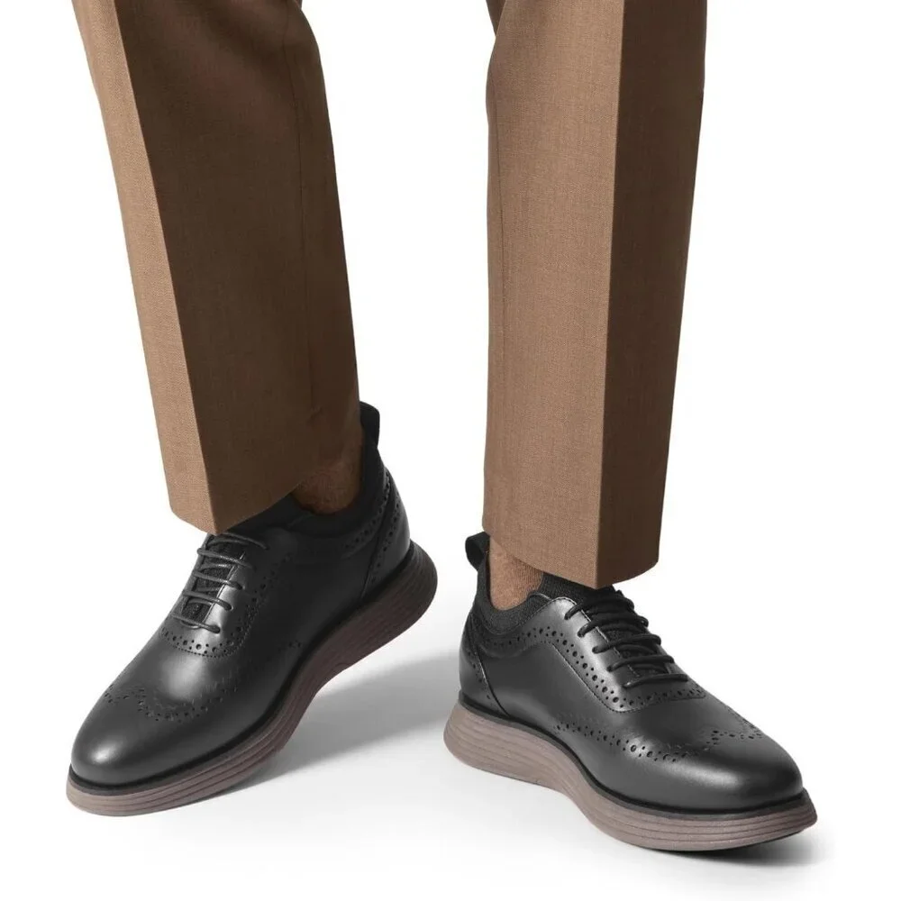Men's Black Coffee Leather Classic Business Formal Wingtip Dress Oxford Shoes